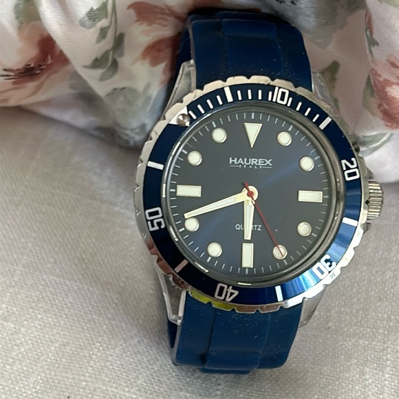 Haurex Italy men’s blue and Silver colored. Silicone band - Picture 1 of 3
